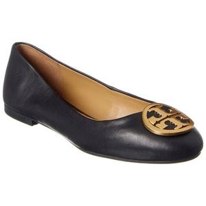TORY BURCH | Benton Leather Ballet Flat | Black/Gold | Size 9